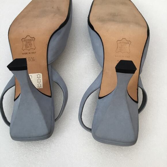 Authentic Fendi Blue Square-Toe Slingback Heels - Picture 6 of 8